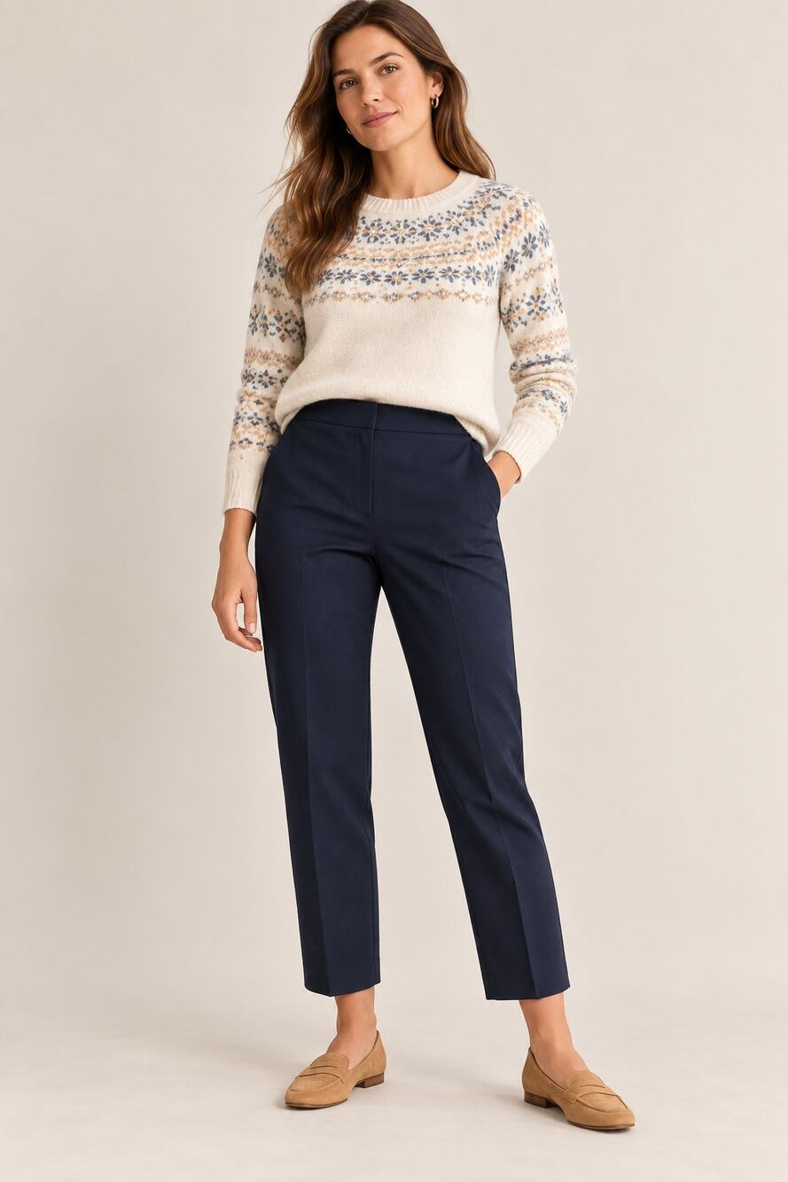 NWT Boden Bi-Stretch Straight Trousers Navy Tailored Pants 8R R0248